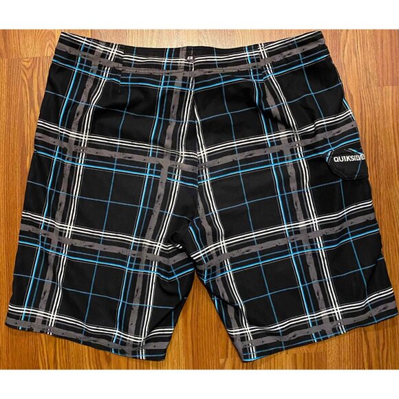 Quiksilver Cypher Board Shorts Mens 40 10" Plaid Cargo Style Pocket Swim Trunks - Picture 2 of 6